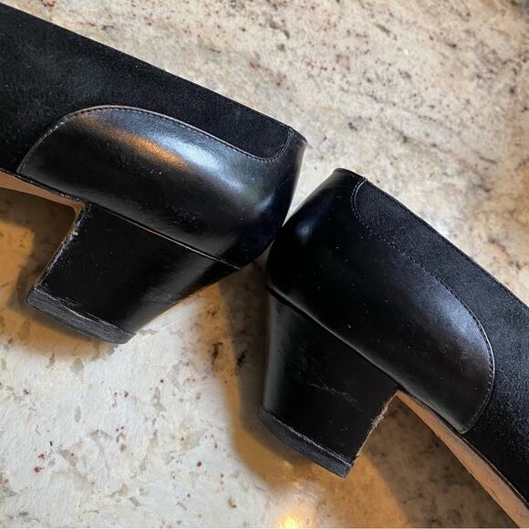 Silvia Fiorentina Cap Toe Blk Luxury Suede Leather Spectator Heel Italy 9.5N - Picture 7 of 15